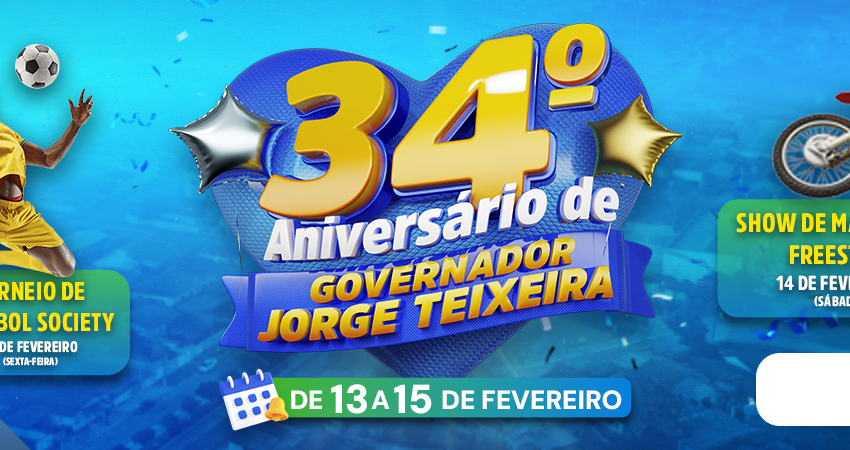  Gov. Jorge Teixeira celebra 34 anos com programação esportiva especial que começa nesta sexta-feira