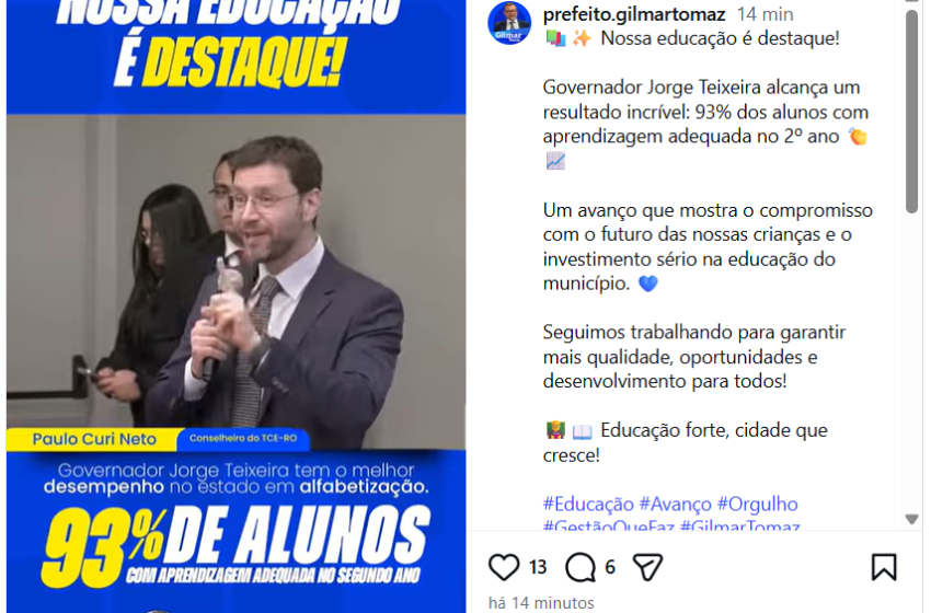  Gov. Jorge Teixeira – Prefeito é elogiado durante cerimônia de certificação em Porto Velho